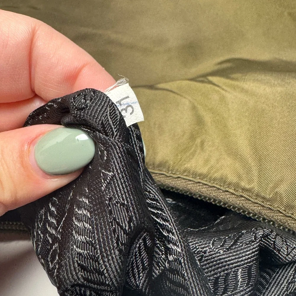 SOLD Prada Olive Green Nylon Shoulder Bag Hobo Style Luxury Fashion - Picture 6 of 16